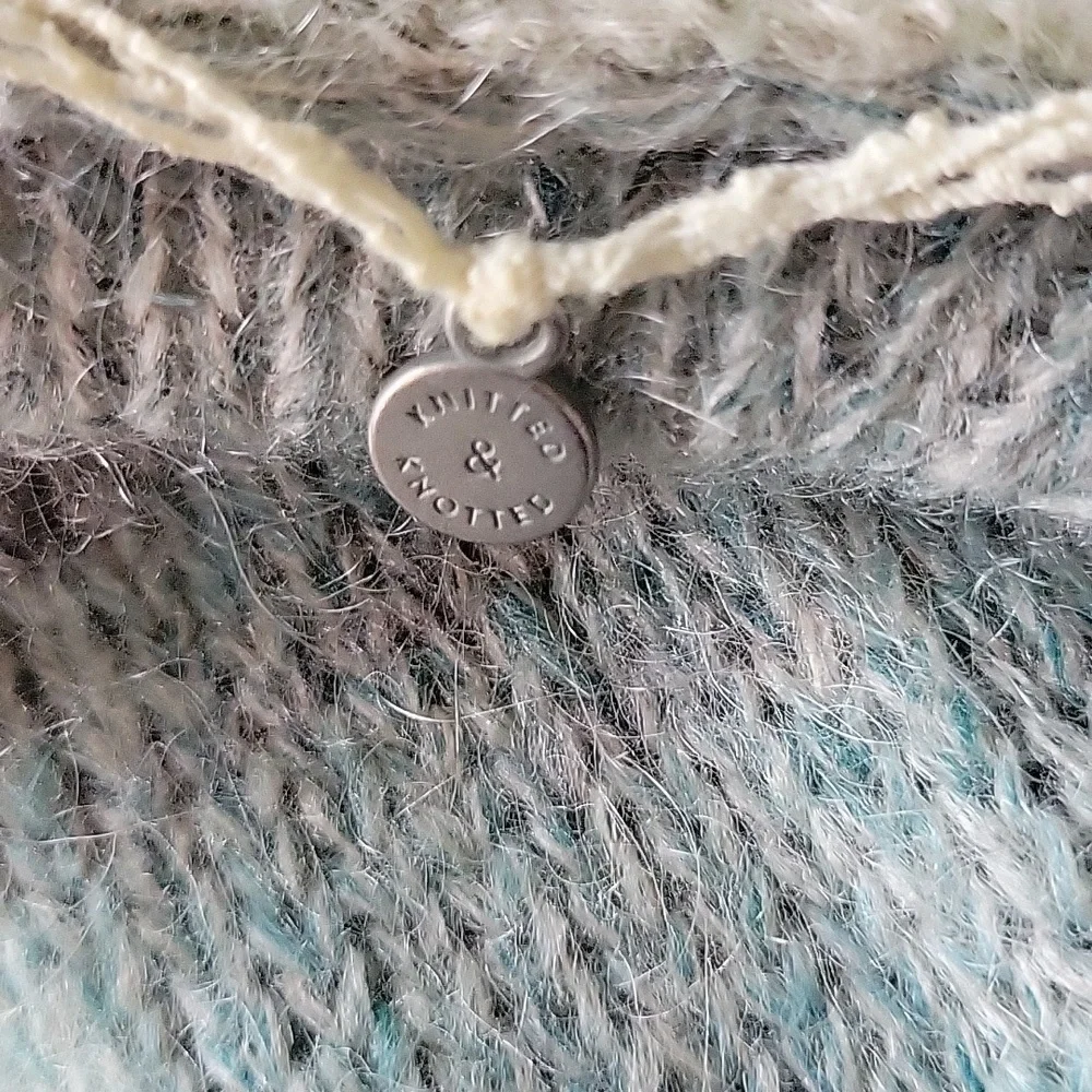 Anthropologie knitted & knotted blue mohair cardigan.  Size is Large. - Picture 7 of 8